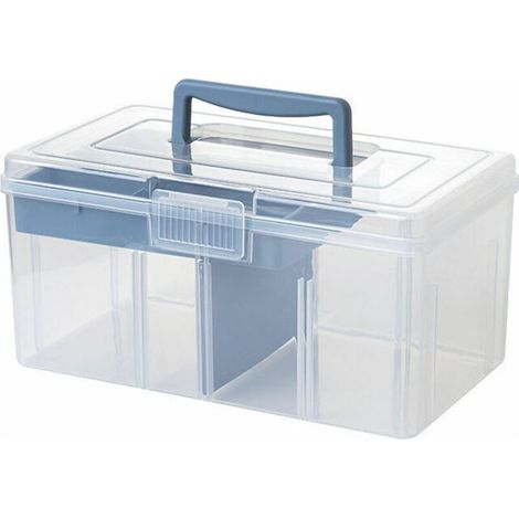 Boîte à médicaments portable, boîte de rangement multicouche bleue (1/5)