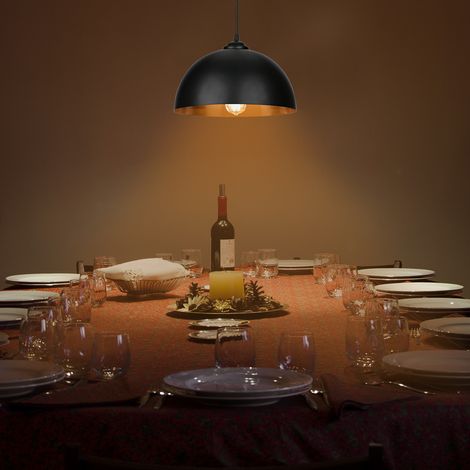2x lampada a sospensione paralume lampada a sospensione LED retrò nero-oro montare cucina (1/5)