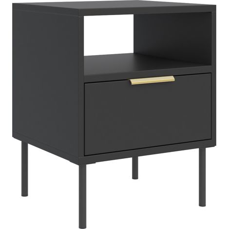 Selsey Vena – Nachttisch mit Schublade und Nische, Schwarz, 45 cm