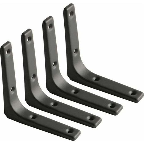 Équerre Étagère Murale, XU, Équerre Métal Mat Noir, Support Étagère Métal pour Déco Cusine, Équerre Charge Lourde, 100mm100mm, 4pcs - KZQ (1/4)