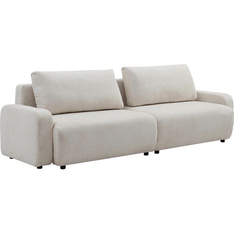 Divano 4 posti convertibile in ciniglia beige YOKIRA (1/5)