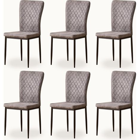 Set di 6 sedie JYMTOM schienale alto per sala da pranzo/soggiorno, seduta in tessuto velluto - PU grigio scuro