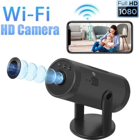 Mini caméra WiFi HD 1080p (8 Go), surveillance de sécurité intérieure à 180°, babyphone (1/5)