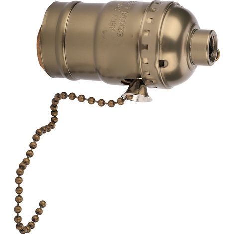 Vintage E27 aluminum light socket with pull chain, desk lamp light holder, screw base (Bronze) (1/5)