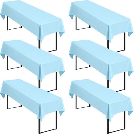 Lot de 6 nappes de table de bière bleu clair 250x100cm, facile d'entretien & lavable
