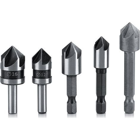 CCYKXA 5-Piece HSS Colostrum Conical Milling Cutter Set for Sheep, Bird Feeders, and Industrial Cages High-Speed Steel Milling Cutters for Woodworking, Chamfering, and Wood Cutting (1/5)