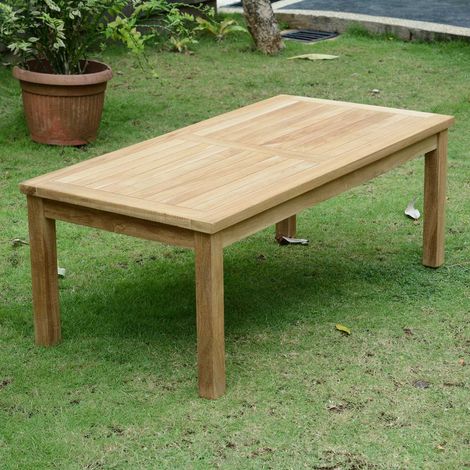 Teck'Attitude – Table basse rectangulaire en teck massif 120 x 60 cm – Résistante aux intempéries – Idéale pour véranda et jardin – Patine naturelle
