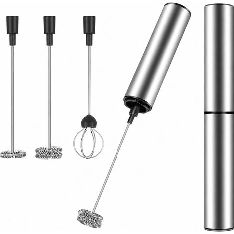 Mousseur à lait électrique rechargeable par USB, en acier inoxydable, 3 vitesses, double fouet pour café latte (1/5)