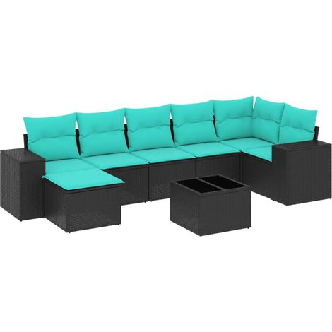 Maison Exclusive - Set Divani da Giardino 8 pz con Cuscini Nero in Polyrattan (1/5)
