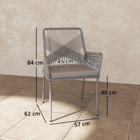 Ensemble de 2 chaises de jardin en rotin avec accoudoirs, dossier amovible et coussins d'assise résistants aux intempéries. Idéales pour les repas en extérieur, les balcons et les terrasses. Gris fonc (1/5)