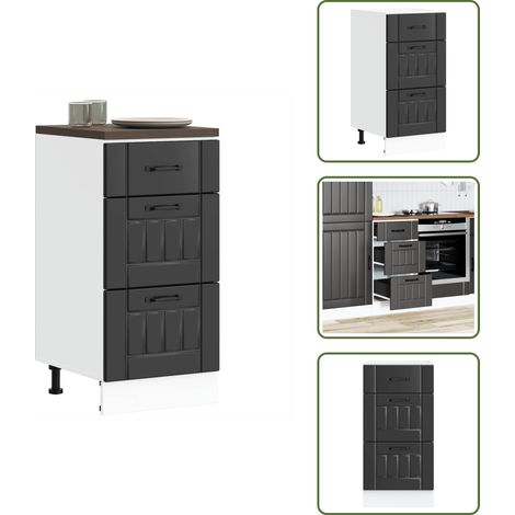 Küchen-Unterschrank Lucca Schwarz Holzwerkstoff - Küchenunterschrank - Küchenunterschränke - Spülenunterschrank - Unterschrank Für Küche (1/5)