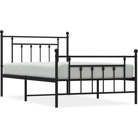 Estructura cama sin colchón con estribo metal negro 100x200 cm vidaXL (1/5)