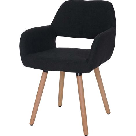 [NON UTILIZZATO] Sedia sala da pranzo soggiorno cucina HHG-428 II design retro legno tessuto nero