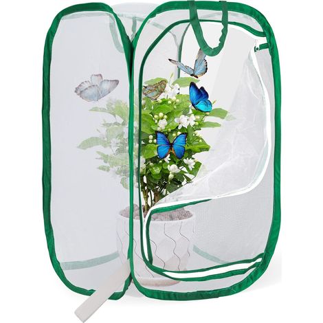 Tente d'élevage de papillons et insectes pliable - Habitat respirant en maille fine pour chenilles et plantes - 40x40x62 cm (1/5)