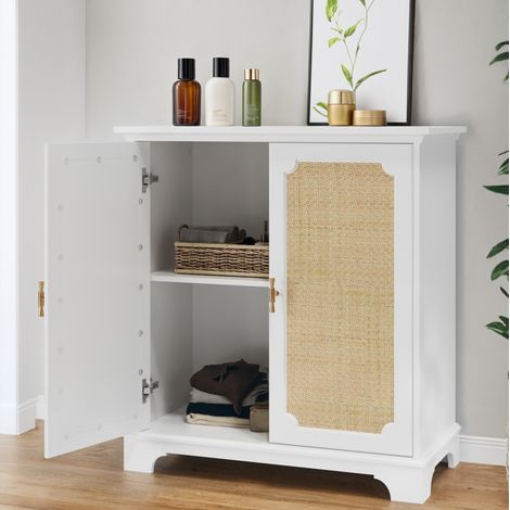 mobile contenitore 80x86 rattan bianco stile boho OKMYHOME (1/5)