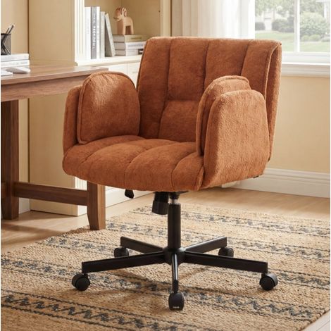 Chaise de bureau pivotante à roulettes, accoudoirs rabattables, orange OKMYHOME (1/5)