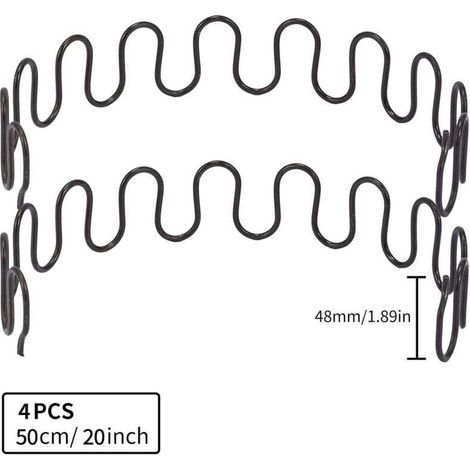 Ressorts de rechange pour canapé 4 pièces 50,8 cm avec 16 clips en S, 4,0 fils de diamètre Kit de réparation de ressorts de canapé pour siège de décoration intérieure de meubles