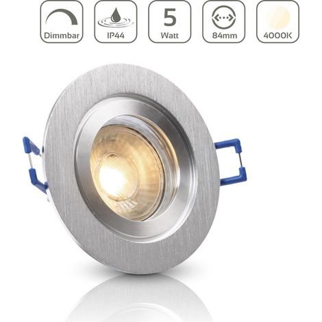 Einbauspot IP44 rund starr - Farbe: Alu-gebürstet - LED Leuchtmittel: GU10 5W neutralweiß dimmbar