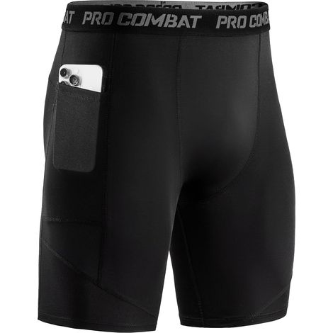 1/3 Pieces Men's Running Shorts Quick Dry Breathable Compression Shorts Slim Fit Sports Shorts with Pockets for Mobile Phone (1/5)