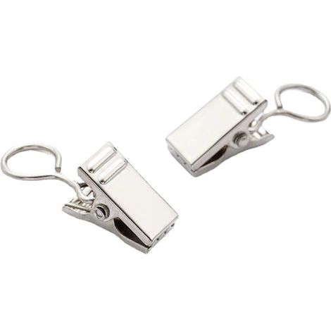Pince à rideau inoxydable – Lot 50 – Acier inoxydable argenté anti-rouille – Anneau 8,5 mm – Préhension 18 mm – Pour rideau de douche, voilage, décoration – Mécanisme à ressort doux