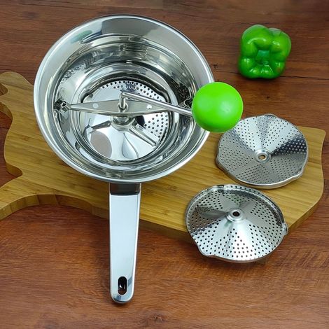 Schiaccia pomodori e verdure da 24 cm con 3 setacci in acciaio inox per macinare e spremere succo di pomodoro e brodo - Emanuel (1/3)