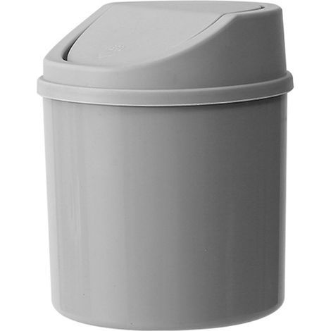 Poubelle de bureau en plastique à couvercle rabattable, petite poubelle multifonctionnelle avec couvercle pour décoration de salon gris (1/5)