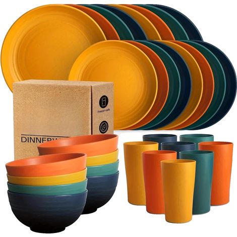 Ensemble de vaisselle de cuisine, service pour 8, design écologique, Coloré (1/2)