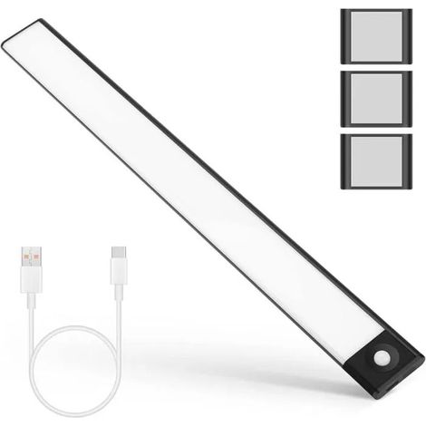 Lampe de placard 72 LEDs,réglette LED sans fil,veilleuse rechargeable USB,détecteur de mouvement pour armoire et couloir YYV (1/4)