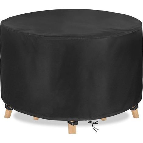 Housse de protection ronde pour table de jardin, imperméable, en tissu Oxford argenté 210D, pour meubles de jardin, 120 x 74 cm (1/5)