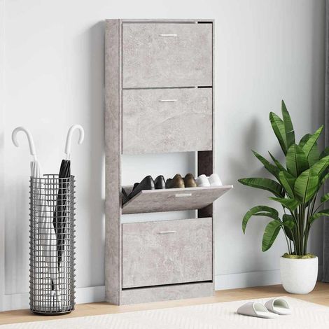 vidaXL Armoire à chaussures Gris béton 59x17x150 cm Bois d'ingénierie (1/5)