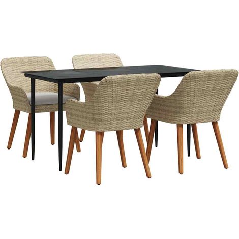 Maison Exclusive - Garten Essgruppe mit Kissen 5 pcs Beige Poly-R
