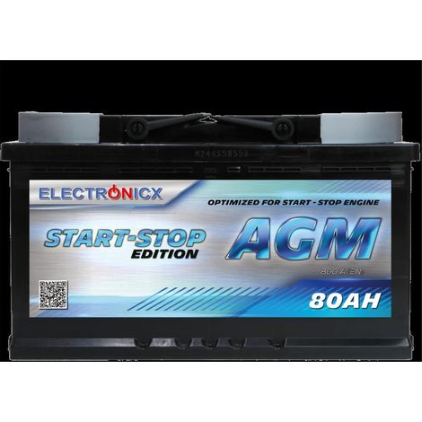 Electronicx AGM Autobatterie Starterbatterie Batterie Start-Stop 80 AH 12V 820A (1/5)
