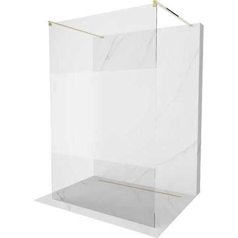 Mexen Kioto paroi de douche autoportante 140 x 200 cm, transparent/Gelée 8 mm, Or - 800-140-002-50-35 (1/5)