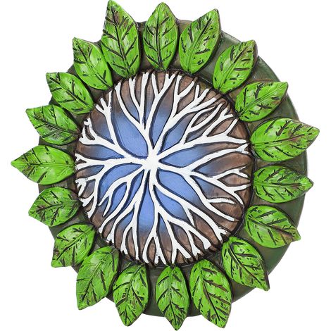 Scultura da parete Toivize - Mandala Albero della Vita Uccellino Blu - Resina dipinta a mano 15x15 cm Decorazione per interni/esterni Giardino (1/5)
