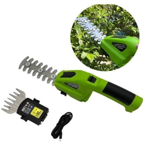 Tagliasiepi e cesoie per erba a batteria da 7,2 V - Forbici da giardino con lame, batteria da 1500 mAh e caricabatterie per taglio e potatura. (1/4)