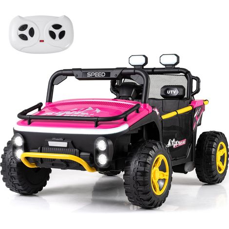 Coche eléctrico infantil biplaza 133 x 83,5 x 76 cm con bocina y música moderna fabricado en PP rosa 200017573