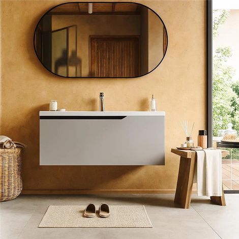 Exagonshop Mobile bagno clear grey 100x45 Modena lavabo in
