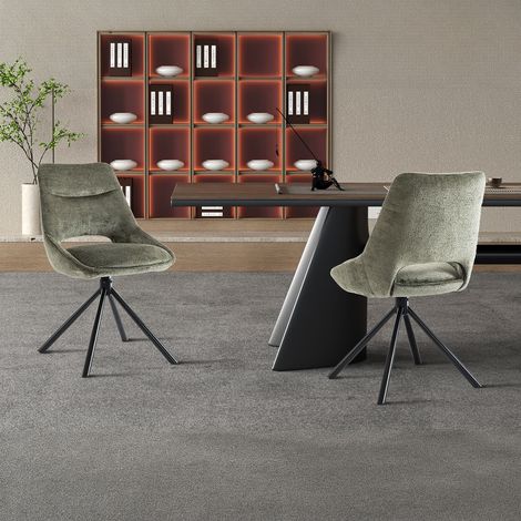 Lot de 2 chaises 53x60x85 cm en tissu vert - ROSTAND (1/5)
