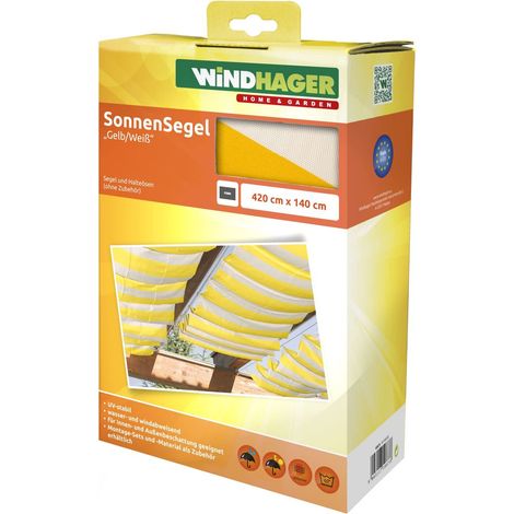 Voile d'ombrage Coulissante sur Câbles, Voile Pare-Soleil pour la technique de tension de Corde, Voile de Protection Solaire Idéale pour Pergola Ou Véranda, 4, 2 x 1, 4 m, jaune/blanc, 10873 (1/5)