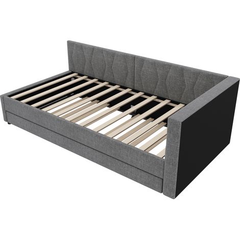 Letto estraibile 90x200 cm con cassetto, USB Type C, LED, contenitore, grigio (1/5)