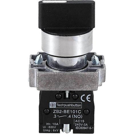 Interrupteur rotatif à 3 positions NO, verrouillage 22 mm, ZB2-BE101C, noir (1/5)