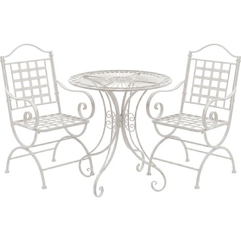 Gartenmöbel-Set Viro mit 2 Stühlen antik weiß (1/5)