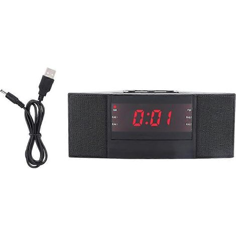Reloj despertador digital LED AM/FM con zumbador, función de repetición de alarma y temporizador de apagado automático con carga USB.