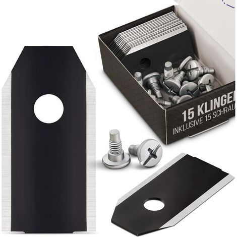 15x Titanium BLACK lames pour tous les Husqvarna Automower - 15 vis incluses - Lames de tondeuses-robots adaptées aux Husqvarna 305, 308, 310, 315, 320, 420, et bien d'.