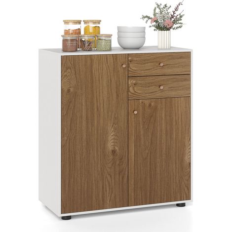 COSTWAY Kitchen Sideboard Buffet Cabinet Coffee Bar Cabinet w/2 Drawers-Natural (1/5)