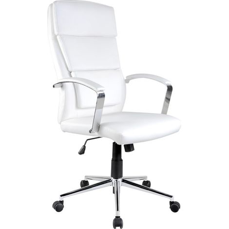 Fauteuil de bureau en simili cuir blanc Aurelia (1/3)