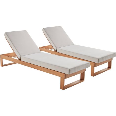 sweeek - 2er-Set Sonnenliegen aus Eukalyptus-Holz, verstellbar