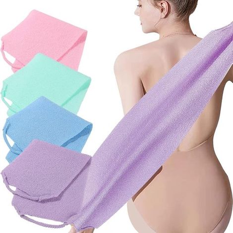 4-teiliges Duschhandtuch-Set mit verlängerter Peeling-Wirkung für den Rücken – für Damen und Herren (1/5)