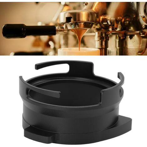 Adaptateur de poignée pour machine à café Platinum Series 8 de 54 mm avec anneau de réception de café moulu en alliage d'aluminium anti-poudre (noir) (1/5)