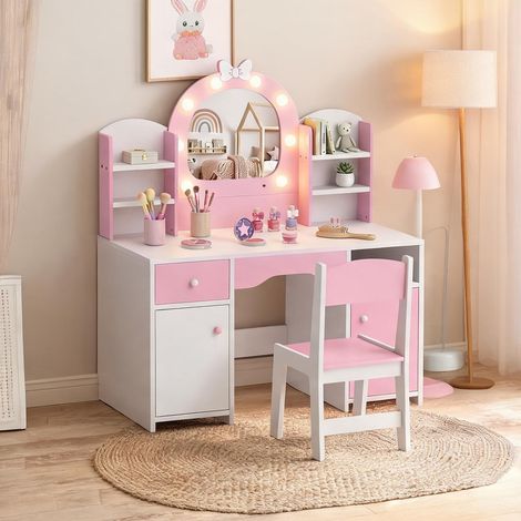 Coiffeuse rose en MDF 90 x 41 x 104 cm (1/5)